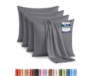 Utopia Bedding - Lot de 4 taies d'oreiller - 60 x 60 cm - Oeko-TEX - Microfibre brossée, 100% Polyester, avec Fermeture enveloppe (Oreiller Non Inclus), taie d'oreiller Seule - Gris