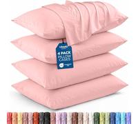 Utopia Bedding Lot de 4 taies d'oreiller Queen Size - Fermeture à Rabat - Tissu en Microfibre brossée Douce - Housses résistantes au rétrécissement et à la décoloration, 50,8 x 76,2 cm (Grand lit,