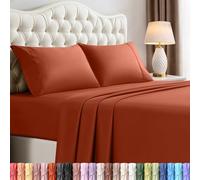 Utopia Bedding Parure de draps 4 pièces en Microfibre brossée, Anti-rétrécissement, Anti-décoloration, Facile d'entretien, Queen Size, Orange Terre Cuite