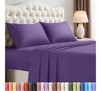 Utopia Bedding Parure de draps 4 pièces en Microfibre Douce et Respirante, 1 Drap-Housse, 1 Drap Plat et 2 taies d’Oreiller, pour Grand lit, Aubergine