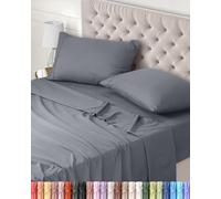 Utopia Bedding Parure de Lit 120x190, Draps de Lit 2 Personnes, Ensemble de Draps 4 Pièces, Polyester Microfibre, 1 Drap Housse 120x190, 1 Drap Plat 228x259 et 2 Taies d'oreillers 50x75, Gris