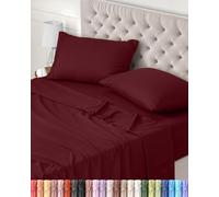 Utopia Bedding Parure de Lit 135x190, Draps de Lit 2 Personnes, Ensemble de Draps 4 Pièces, Polyester Microfibre, 1 Drap Housse 135x190, 1 Drap Plat 225x255 et 2 Taies d'oreillers 50x75, Bordeaux