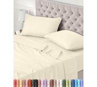Utopia Bedding Parure de Lit 150x200, Draps de Lit 2 Personnes, Ensemble de Draps 4 Pièces, Polyester Microfibre, 1 Drap Housse 150x200, 1 Drap Plat 266x259 et 2 Taies d'oreillers 50x75, Ivoire