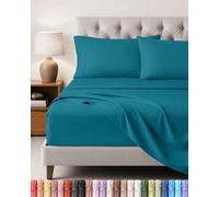 Utopia Bedding Parure de Lit 150x200, Draps de Lit 2 Personnes, Ensemble de Draps 4 Pièces, Polyester Microfibre, 1 Drap Housse 150x200, 1 Drap Plat 266x259 et 2 Taies d'oreillers 50x75, Bleu Denim