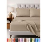 Utopia Bedding Parure de Lit 150x200, Draps de Lit 2 Personnes, Ensemble de Draps 4 Pièces, Polyester Microfibre, 1 Drap Housse 150x200, 1 Drap Plat 266x259 et 2 Taies d'oreillers 50x75, Sable