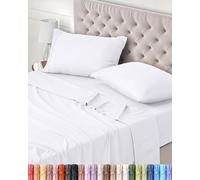 Utopia Bedding Parure de Lit 160x200, Draps de Lit 2 Personnes, Ensemble de Draps 4 Pièces, Polyester Microfibre, 1 Drap Housse 160x200, 1 Drap Plat 266x259 et 2 Taies d'oreillers 50x75, Blanc