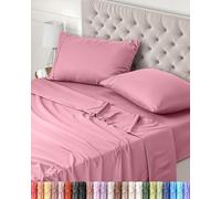 Utopia Bedding Parure de Lit 180x200, Draps de Lit 2 Personnes, Ensemble de Draps 4 Pièces, Polyester Microfibre, 1 Drap Housse 180x200, 1 Drap Plat 270x290 et 2 Taies d'oreillers 50x75, Rose