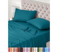 Utopia Bedding Parure de Lit 180x200, Draps de Lit 2 Personnes, Ensemble de Draps 4 Pièces, Polyester Microfibre, 1 Drap Housse 180x200, 1 Drap Plat 270x290 et 2 Taies d'oreillers 50x75, Bleu Denim