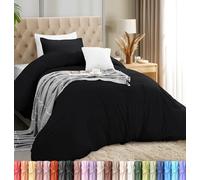 Utopia Bedding Parure de lit 2 pièces avec Housse de Couette et 1 taie d'oreiller - 1 Housse de Couette et 1 taie d'oreiller - Microfibre brossée Douce (lit Simple/Simple XL, Noir)