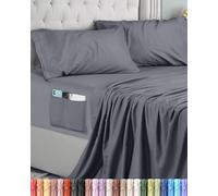Utopia Bedding Parure de Lit 3 Pièces (90x190, Gris), Draps de Lit 1 Personne, Polyester Microfibre, Drap Housse avec Poches de Rangement, Drap Plat et 1 Taie d'oreiller Brodé
