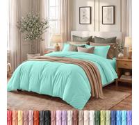 Utopia Bedding Parure de lit 3 pièces avec 1 housse de couette avec fermeture éclair de 264 x 228 cm et 2 taies d'oreiller de 50 x 91 cm, pour lit king-size, bleu (Spa Blue), couette non incluse