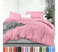 Utopia Bedding Parure de lit 3 pièces avec Fermeture éclair - 1 Housse de Couette avec 2 taies d'oreiller - Microfibre brossée Ultra Douce - 228,6 x 228,6 cm (Grand lit, Rose)