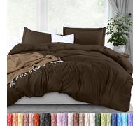 Utopia Bedding Parure de lit 3 pièces en Microfibre brossée Ultra Douce avec Fermeture éclair - 1 Housse de Couette avec Fermeture éclair - 264 x 228 cm (très Grand lit, Marron)
