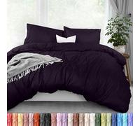 Utopia Bedding Parure de lit 3 pièces en Microfibre brossée Ultra Douce avec Fermeture éclair - 1 Housse de Couette avec Fermeture éclair - 264 x 228 cm (très Grand lit, Violet)