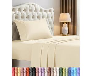 Utopia Bedding Parure de lit 3 pièces pour lit Une Place - Microfibre Douce et Respirante, Comprend 1 Drap-Housse, 1 Drap Plat et 1 taie d'oreiller (Ivoire)