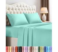 Utopia Bedding Parure de lit 4 pièces en Microfibre brossée, résistante au rétrécissement et à la décoloration, Facile d'entretien (lit Double, Bleu Spa)