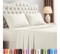 Utopia Bedding Parure de lit 4 pièces, Microfibre brossée, Anti-rétrécissement, Anti-décoloration, Facile d'entretien, King-Size, Ivoire