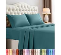 Utopia Bedding Parure de lit 4 pièces pour très Grand lit californien - Microfibre Douce et Respirante, Comprend 1 Drap-Housse, 1 Drap Plat et 2 taies d'oreiller (Bleu Denim)