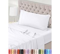 Utopia Bedding Parure de Lit 90x190, Draps de Lit 1 Personne, Ensemble de Draps 3 Pièces, Polyester Microfibre, 1 Drap Housse 90x190, 1 Drap Plat 167x243 et 1 Taie d'oreiller 50x75, Blanc