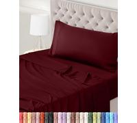 Utopia Bedding Parure de Lit 90x190, Draps de Lit 1 Personne, Ensemble de Draps 3 Pièces, Polyester Microfibre, 1 Drap Housse 90x190, 1 Drap Plat 167x243 et 1 Taie d'oreiller 50x75, Bordeaux