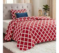 Utopia Bedding - Parure de lit avec 1 taie d'oreiller - Parure de lit - Couette Alternative au Duvet - Douce et Confortable - Lavable en Machine - Rouge quadrilobe - Lit jumeau