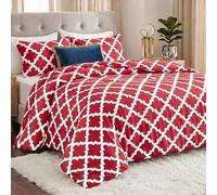Utopia Bedding - Parure de lit avec 2 taies d'oreiller - Parure de lit 3 pièces - Couette Alternative au Duvet - Douce et Confortable - Lavable en Machine - Rouge, très Grand lit