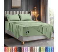 Utopia Bedding Parure de Lit Brodé, Draps de Lit, Polyester Microfibre, Drap Housse avec Poches de Rangement, Drap Plat et Taies d'oreiller Brodé