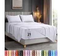 Utopia Bedding Parure de Lit Brodé, Draps de Lit, Polyester Microfibre, Drap Housse avec Poches de Rangement, Drap Plat et Taies d'oreiller Brodé