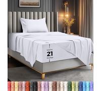 Utopia Bedding Parure de Lit Brodé, Draps de Lit, Polyester Microfibre, Drap Housse avec Poches de Rangement, Drap Plat et Taies d'oreiller Brodé
