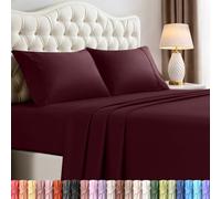 Utopia Bedding Parure de lit complète 4 pièces en Microfibre brossée - Draps Doux Qui ne rétrécissent Pas et ne se décolorent Pas - Entretien Facile (lit Double, Bordeaux)