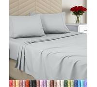 Utopia Bedding Parure de lit King Size en Microfibre brossée Douce, Comprend 1 Drap-Housse, 1 Drap Plat, 2 taies d'oreiller, Bonnet Profond (Gris Clair)