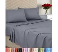 Utopia Bedding Parure de lit King Size en Microfibre brossée Douce, Comprend 1 Drap-Housse, 1 Drap Plat, 2 taies d'oreiller, Bonnet Profond (Gris)