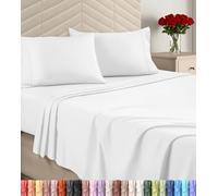 Utopia Bedding Parure de lit Queen Size - Microfibre brossée - Draps de lit Doux pour Grand lit - Parure de lit de Luxe avec Drap-Housse, Drap Plat et 2 taies d'oreiller - Poches Profondes (Blanc)