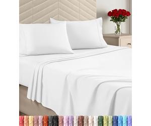 Utopia Bedding Parure de lit Queen Size - Microfibre brossée - Draps de lit Doux pour Grand lit - Parure de lit de Luxe avec Drap-Housse, Drap Plat et 2 taies d'oreiller - Poches Profondes (Blanc)