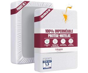 Utopia Bedding Protège Matelas 120 x 200 x 30 cm Imperméable, Certifié Oeko TEX, Alèse Drap Housse, Matelas Couvre, Respirant, Élastique Tout Autour Blanc