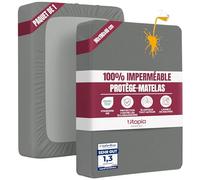 Utopia Bedding Protège Matelas 90 x 190 x 40 cm Imperméable, Certifié Oeko TEX, Alèse Drap Housse, Matelas Couvre, Respirant, Élastique Tout Autour Gris