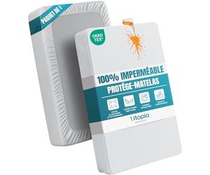 Utopia Bedding Protège Matelas Imperméable, 70 x 140 cm, pour Matelas Jusqu'à 15 cm de Hauteur, Housse de Matelas en Jersey Léger et Doux avec Côtés Extensibles - Blanc