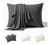 Utopia Bedding - Taie d'oreiller en Jersey 40 x 80 cm, Lot de 2 - Oeko-TEX - Taies d'oreiller en mélange de Coton avec Fermeture à Rabat - Gris (Coussin intérieur Non incluses)