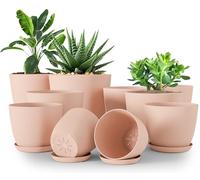 Utopia Home Lot de 10 Pots de Fleurs 18/17/15/13/12 cm Plantpot avec Soucoupe pour la Cuisine, Le Balcon, Les Plantes de Jardin, Les Pots de Fleurs de pépinière pour l'intérieur Rose.