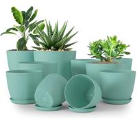 Utopia Home Lot de 10 Pots de Fleurs 18/17/15/13/12 cm Plantpot avec Soucoupe pour la Cuisine, Le Balcon, Les Plantes de Jardin, Les Pots de Fleurs de pépinière pour l'intérieur Aqua.