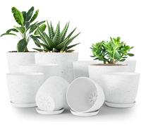 Utopia Home Lot de 10 Pots de Fleurs 18/17/15/13/12 cm Plantpot avec Soucoupe pour la Cuisine, Le Balcon, Les Plantes de Jardin, Les Pots de Fleurs de pépinière pour l'intérieur Gris tacheté.