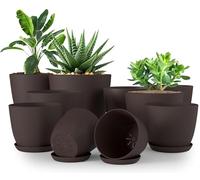 Utopia Home Lot de 10 Pots de Fleurs 18/17/15/13/12 cm Plantpot avec Soucoupe pour la Cuisine, Le Balcon, Les Plantes de Jardin, Les Pots de Fleurs de pépinière pour l'intérieur Marron.
