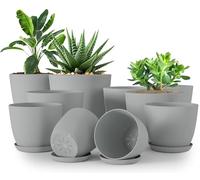 Utopia Home Lot de 10 Pots de Fleurs 18/17/15/13/12 cm Plantpot avec Soucoupe pour la Cuisine, Le Balcon, Les Plantes de Jardin, Les Pots de Fleurs de pépinière pour l'intérieur Gris.