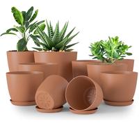 Utopia Home Lot de 10 Pots de Fleurs 18/17/15/13/12 cm Plantpot avec Soucoupe pour la Cuisine, Le Balcon, Les Plantes de Jardin, Les Pots de Fleurs de pépinière pour l'intérieur Terre Cuite.