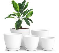 Utopia Home Lot de 10 Pots de Fleurs 18/17/15/13/12 cm Plantpot avec Soucoupe pour la Cuisine, Le Balcon, Les Plantes de Jardin, Les Pots de Fleurs de pépinière pour l'intérieur Blanc.