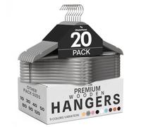 Utopia Home Lot de 20 cintres en bois de qualité supérieure - Cintres durables et fins - Cintres pour costumes avec crochet rotatif à 360 degrés - Cintres en bois avec rainures d'épaule (couleur gris)