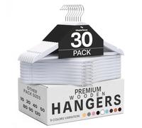 Utopia Home Lot de 30 Cintres en Bois de Qualité Supérieure - Durables et Fins pour Costumes - Crochet Rotatif à 360 Degrés - Avec Rainures d'Épaule