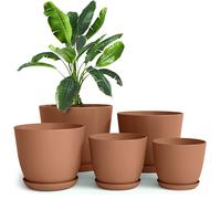 Utopia Home Lot de 5 Pots de Fleurs 18/17/15/13/12 cm Plantpot avec Soucoupe pour la Cuisine, Le Balcon, Les Plantes de Jardin, Les Pots de Fleurs de pépinière pour l'intérieur Terre Cuite.