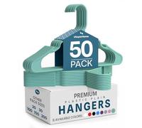 Utopia Home Lot de 50 cintres en plastique turquoise peu encombrants, durables et solides, organisateurs de placards parfaits avec rainures au niveau des épaules