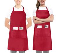 Utopia Kitchen 2 Pack Tablier de cuisine pour hommes et femmes - Tablier de barbecue avec 2 poches et des bretelles réglables, idéal pour le barbecue, le restaurant, le café et le jardinage, Rouge